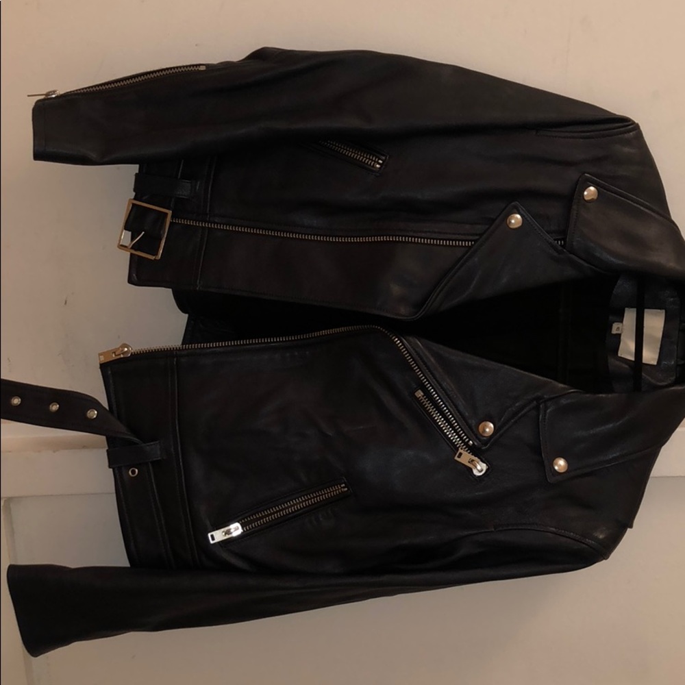 IRO Navy leather jacket - size 40